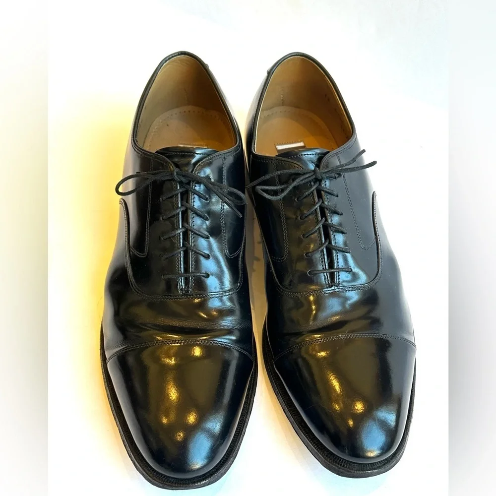 Johnston & Murphy Melton Cap Toe Black Classic Men’s Leather Oxfords Shoes Sz 12